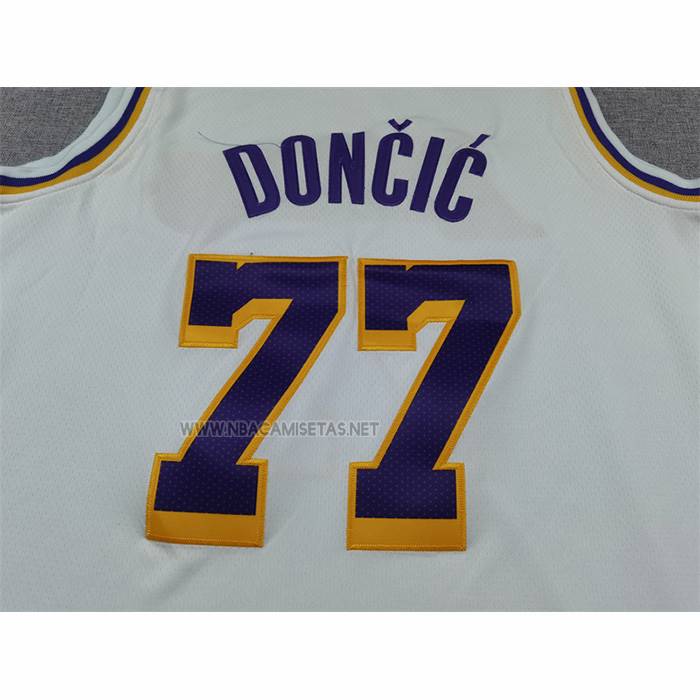 Camiseta Nino Los Angeles Lakers Luka Doncic NO 77 Association 2024-25 Blanco